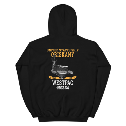 USS Oriskany (CVA-34) 1963-64 WESTPAC Unisex Hoodie – back view, black