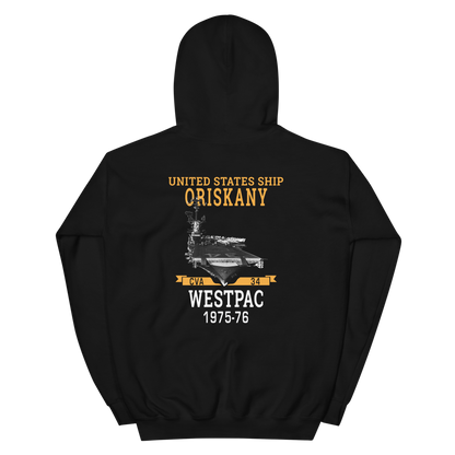 USS Oriskany (CVA-34) 1975-76 WESTPAC Unisex Hoodie – back view, black