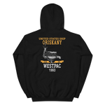 USS Oriskany (CVA-34) 1960 WESTPAC Unisex Hoodie – back view, black