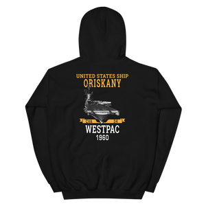 USS Oriskany (CVA-34) 1960 WESTPAC Unisex Hoodie – back view, black