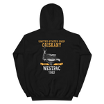 USS Oriskany (CVA-34) 1962 WESTPAC Unisex Hoodie – back view, black