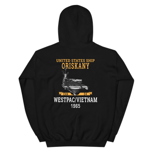 USS Oriskany (CVA-34) 1965 WESTPAC/VIETNAM Unisex Hoodie – back view, black