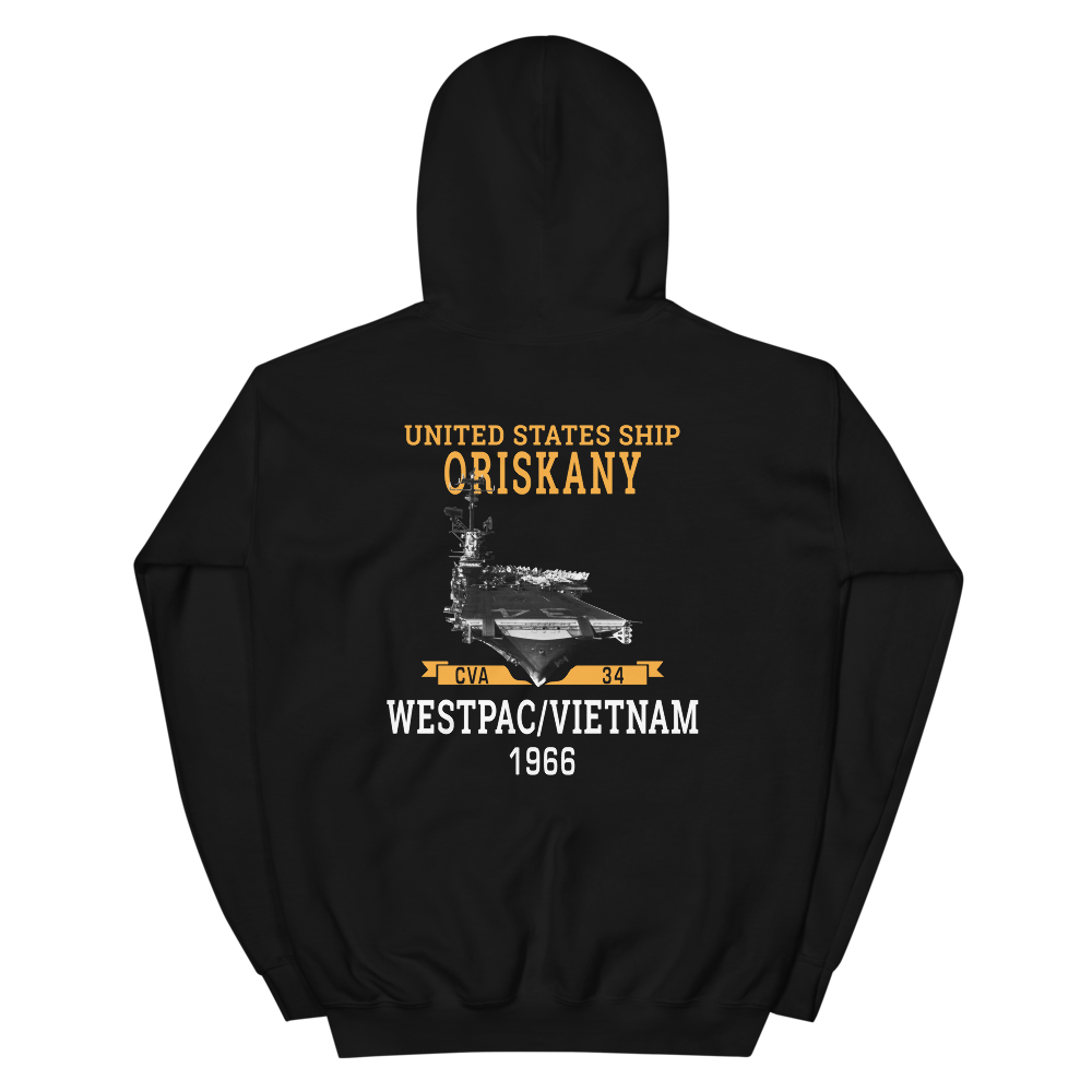 USS Oriskany (CVA-34) 1966 WESTPAC/VIETNAM Unisex Hoodie – back view, black