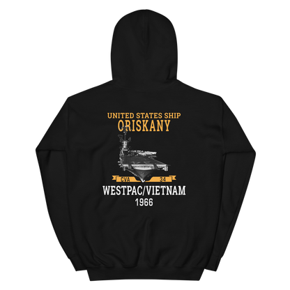 USS Oriskany (CVA-34) 1966 WESTPAC/VIETNAM Unisex Hoodie – back view, black