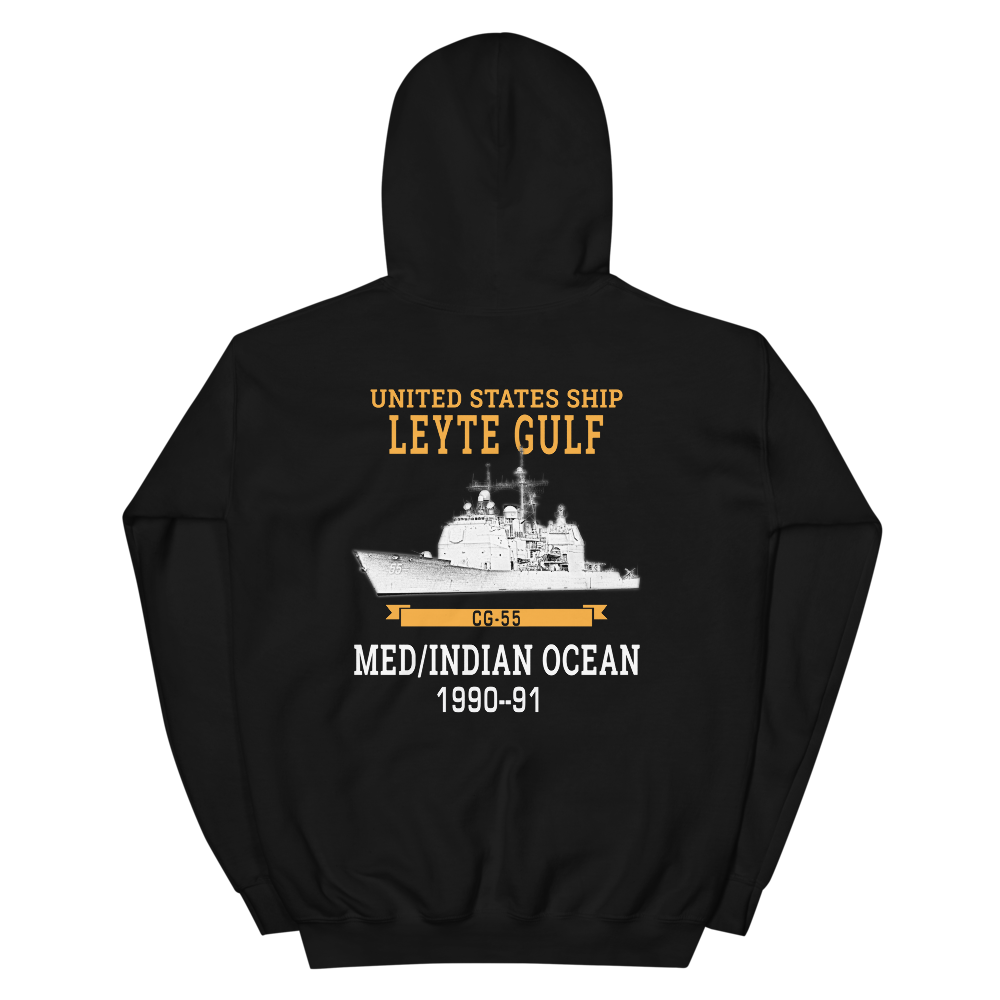 USS Leyte Gulf (CG-55) 1990-91 Deployment Hoodie – back view, black