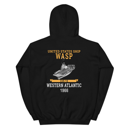USS Wasp (CVS-18) 1966 W. ATLANTIC Unisex Hoodie – back view, black