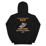 USS Wasp (CVS-18) 1971 MED/ATLANTIC/CARIBBEAN Unisex Hoodie – back view, black