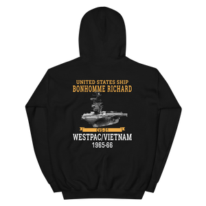 USS Bonhomme Richard (CVS-31) 1965-66 WESTPAC/VIETNAM Unisex Hoodie – back view, black