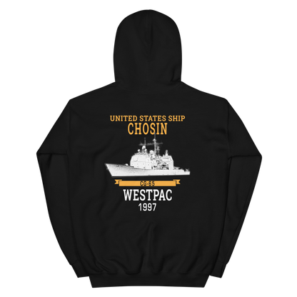 USS Chosin (CG-65) 1997 WESTPAC Unisex Hoodie – back view, black