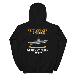 USS Hancock (CVA-19) 1969-70 WESTPAC/VIETNAM Unisex Hoodie – back view, black