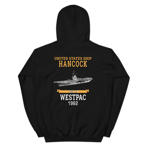 USS Hancock (CVA-19) 1962 WESTPAC Unisex Hoodie – back view, black