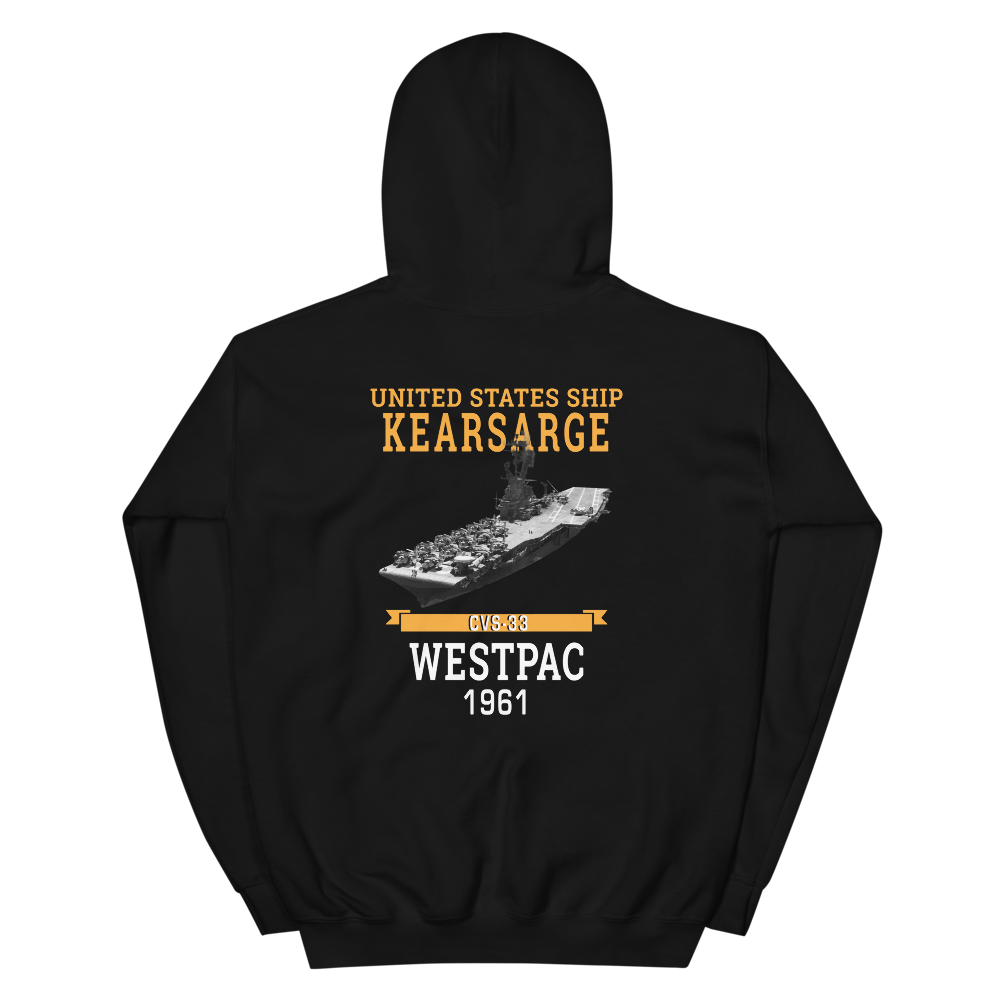 USS Kearsarge (CVS-33) 1961 WESTPAC Hoodie – back view, black