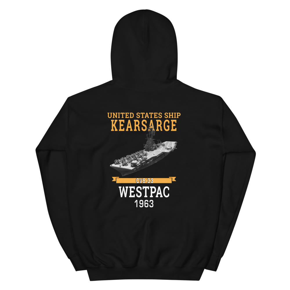 USS Kearsarge (CVS-33) 1963 WESTPAC Hoodie – back view, black