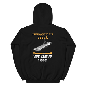 USS Essex (CVS-9) 1960-61 MED CRUISE Hoodie – back view, black
