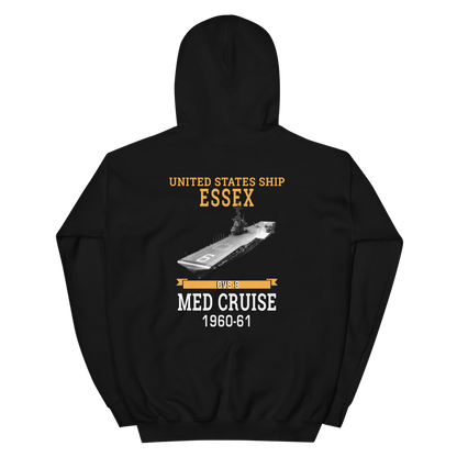 USS Essex (CVS-9) 1960-61 MED CRUISE Hoodie – back view, black