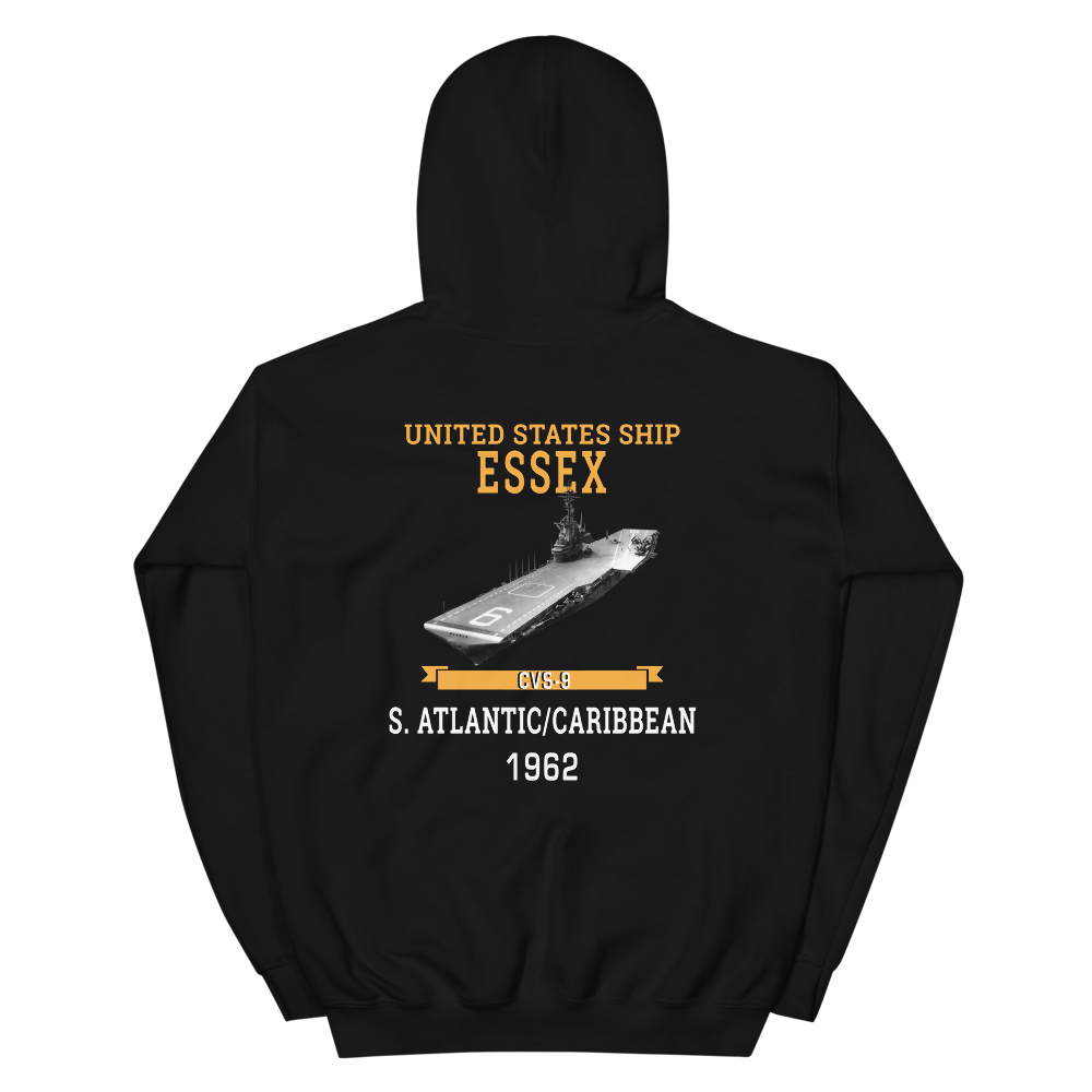 USS Essex (CVS-9) 1962 S. ATLANTIC/CARIBBEAN Hoodie – back view, black