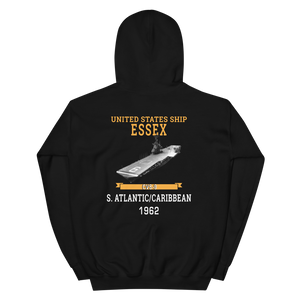 USS Essex (CVS-9) 1962 S. ATLANTIC/CARIBBEAN Hoodie – back view, black