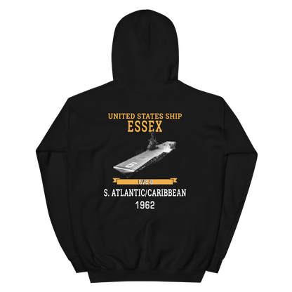USS Essex (CVS-9) 1962 S. ATLANTIC/CARIBBEAN Hoodie – back view, black