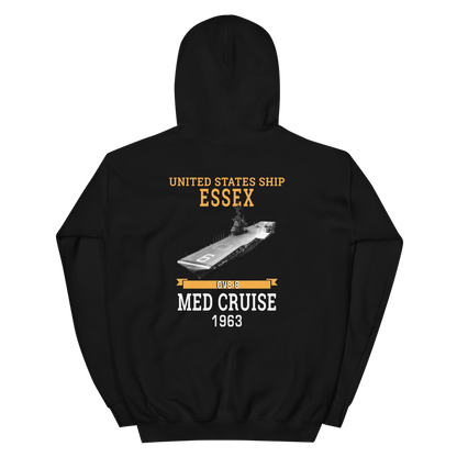 USS Essex (CVS-9) 1963 MED CRUISE Hoodie – back view, black