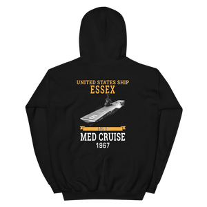 USS Essex (CVS-9) 1967 MED CRUISE Hoodie – back view, black