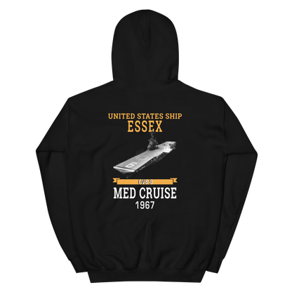 USS Essex (CVS-9) 1967 MED CRUISE Hoodie – back view, black