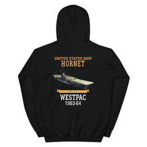 USS Hornet (CVS-12) 1963-64 WESTPAC Hoodie – back view, black