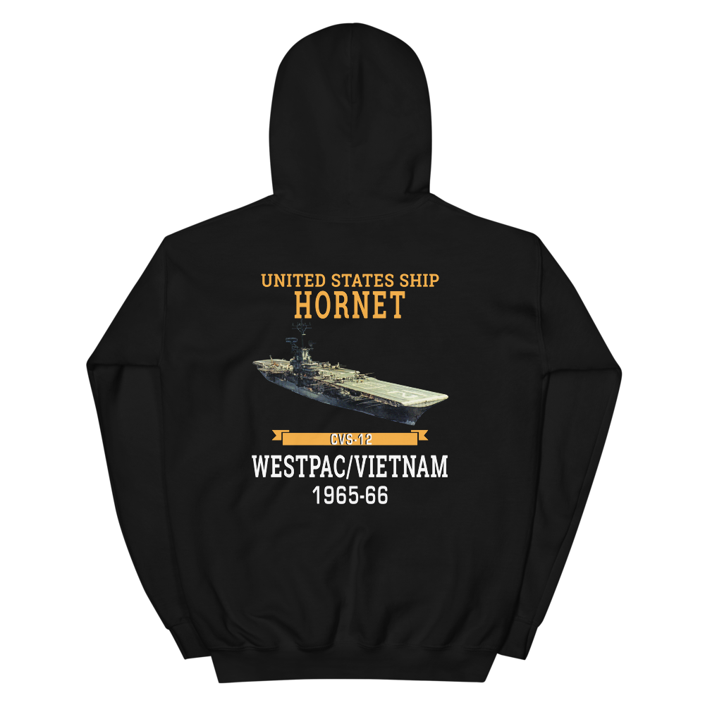 USS Hornet (CVS-12) 1965-66 WESTPAC/VIETNAM Hoodie – back view, black
