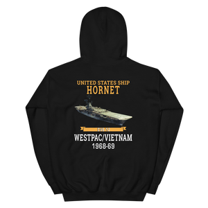 USS Hornet (CVS-12) 1968-69 WESTPAC/VIETNAM Hoodie – back view, black