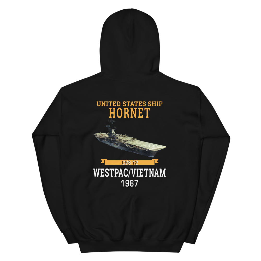 USS Hornet (CVS-12) 1967 WESTPAC/VIETNAM Hoodie – back view, black