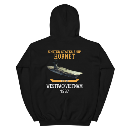 USS Hornet (CVS-12) 1967 WESTPAC/VIETNAM Hoodie – back view, black