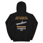 USS Lake Champlain (CVS-39) 1962 CARIBBEAN Hoodie – back view, black