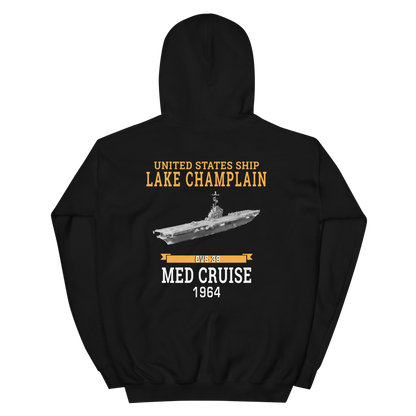 USS Lake Champlain (CVS-39) 1964 MED CRUISE Hoodie – back view, black