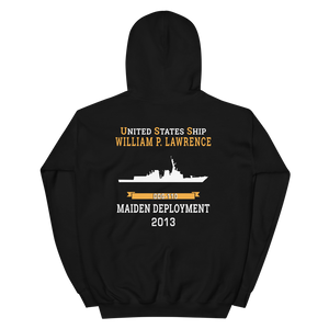 USS William P. Lawrence (DDG-110) 2013 MAIDEN DEPLOYMENT Unisex Hoodie – back view, black