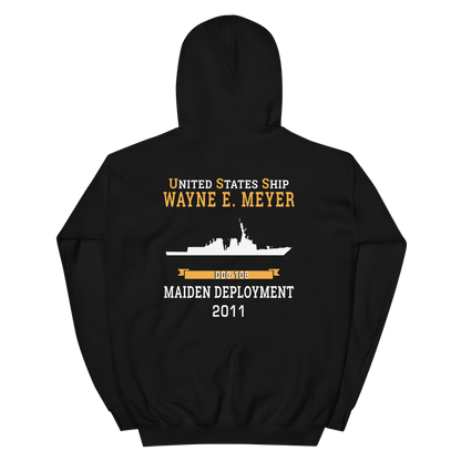USS Wayne E. Meyer (DDG-108) 2011 MAIDEN DEPLOYMENT Unisex Hoodie – back view, black