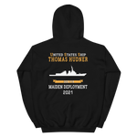 USS Thomas Hudner (DDG-116) 2021 MAIDEN DEPLOYMENT Unisex Hoodie – back view, black