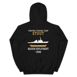 USS Stout (DDG-55) 1996 MAIDEN DEPLOYMENT Unisex Hoodie – back view, black