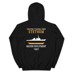 USS Stethem (DDG-63) 1997 MAIDEN DEPLOYMENT Unisex Hoodie – back view, black