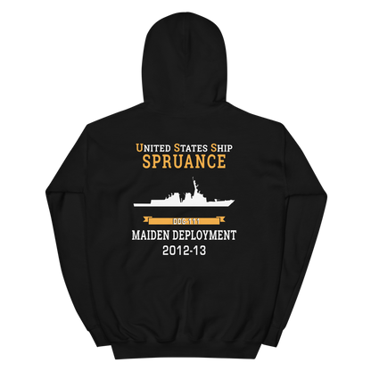 USS Spruance (DDG-111) 2012-13 MAIDEN DEPLOYMENT Unisex Hoodie – back view, black