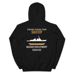 USS Shoup (DDG-86) 2004-05 MAIDEN DEPLOYMENT Unisex Hoodie – back view, black
