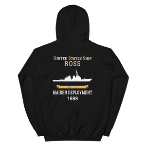 USS Ross (DDG-71) 1999 MAIDEN DEPLOYMENT Unisex Hoodie – back view, black