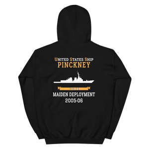USS Pinckney (DDG-91) 2005-06 MAIDEN DEPLOYMENT Unisex Hoodie – back view, black