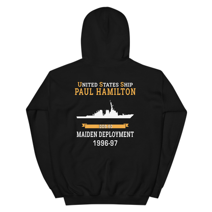 USS Paul Hamilton (DDG-60) 1996-97 MAIDEN DEPLOYMENT Unisex Hoodie – back view, black
