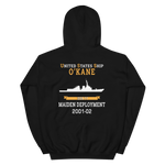 USS O'Kane (DDG-77) 2001-02 MAIDEN DEPLOYMENT Unisex Hoodie – back view, black