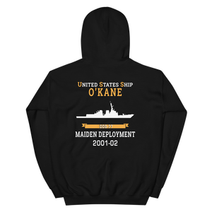 USS O'Kane (DDG-77) 2001-02 MAIDEN DEPLOYMENT Unisex Hoodie – back view, black