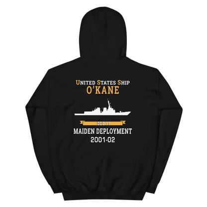 USS O'Kane (DDG-77) 2001-02 MAIDEN DEPLOYMENT Unisex Hoodie – back view, black