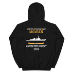 USS Momsen (DDG-92) 2006 MAIDEN DEPLOYMENT Unisex Hoodie – back view, black
