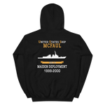 USS McFaul (DDG-74) 1999-2000 MAIDEN DEPLOYMENT Unisex Hoodie – back view, black