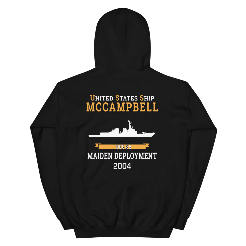 USS McCampbell (DDG-85) 2004 MAIDEN DEPLOYMENT Unisex Hoodie – back view, black