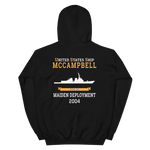 USS McCampbell (DDG-85) 2004 MAIDEN DEPLOYMENT Unisex Hoodie – back view, black
