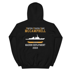 USS McCampbell (DDG-85) 2004 MAIDEN DEPLOYMENT Unisex Hoodie – back view, black